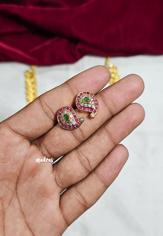 Aimpon Traditonal kaasu maalai Mango Kemp with Earrings