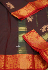 Ambigai budget polycotton without blouse brown