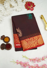 Ambigai budget polycotton without blouse brown