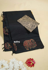 Black - Ambigai polycotton with contrast blouse combo
