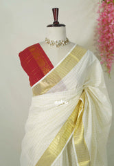 Ivory White - Ambigai -  South Cotton Saree Checks with Sungudi Double Blouse Combo - Best for Festive Wear