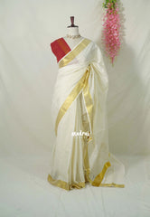Ivory White - Ambigai -  South Cotton Saree Checks with Sungudi Double Blouse Combo - Best for Festive Wear