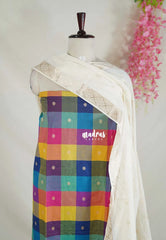 Amitha - Rainbow Madras Checks Handloom Cotton with Buttas Weaving Salwar Material 3 Piece set