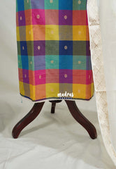 Amitha - Rainbow Madras Checks Handloom Cotton with Buttas Weaving Salwar Material 3 Piece set