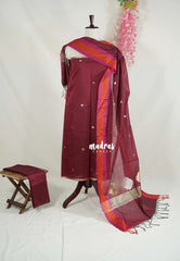 Amitha – Maroon - Semi Silk with Zari Weaving Salwar Set 3 pieces