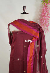 Amitha – Maroon - Semi Silk with Zari Weaving Salwar Set 3 pieces
