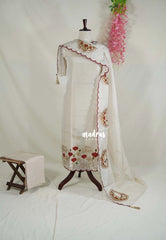 Amitha – Taupe - Amitha - Tissue Silk Heavy Work Pichwai Suit Embroidery Set with Scallop
