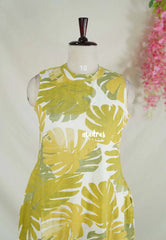 Beige & Green Shade - Aavani - Pre-washed Hand block Co-Ord Sleeveless Set   Perfect for Office Wear | Casual Days | Everyday wear