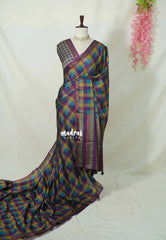Regal Rainbow Kattam - Ananya - Soft Mangalore Silk Saree with Madras Checks Kattam - Best for Office Wear