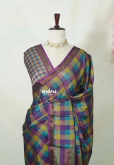 Regal Rainbow Kattam - Ananya - Soft Mangalore Silk Saree with Madras Checks Kattam - Best for Office Wear