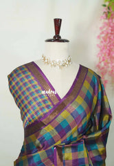 Regal Rainbow Kattam - Ananya - Soft Mangalore Silk Saree with Madras Checks Kattam - Best for Office Wear