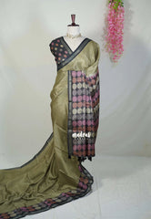 Olive Tone - Ananya - Soft Mangalore Silk Saree with Ball Butta Border - Best for Casual Gatherings