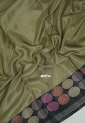 Olive Tone - Ananya - Soft Mangalore Silk Saree with Ball Butta Border - Best for Casual Gatherings