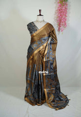 Mustard Brown - Ananya - Soft Mangalore Silk Saree with Kalamkari Ram Parivar Prints  - Best for Casual Gatherings