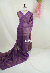 Royal Purple - ANJALI - Soft Tissue linen Saree with Kolam Prints - Perfect for Festive Wear