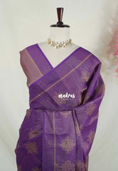 Royal Purple - ANJALI - Soft Tissue linen Saree with Kolam Prints - Perfect for Festive Wear