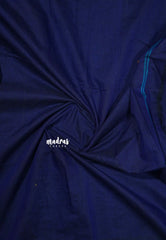 Navy Blue - Anvi - Budget Khadi cotton with knitted weaving stripes