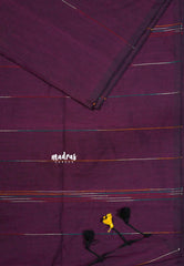 Jamun Purple - Anvi - Budget Khadi cotton with knitted weaving stripes