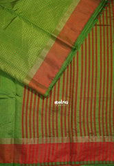 Olive Green - Arani Semi Silk Saree Muthukattam with Skirt Border - Best for Regular Wear | Temple Visit