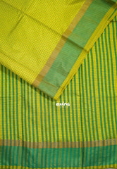 Yellowish Green - Arani Semi Silk Saree Muthukattam with Skirt Border - Best for Regular Wear | Temple Visit