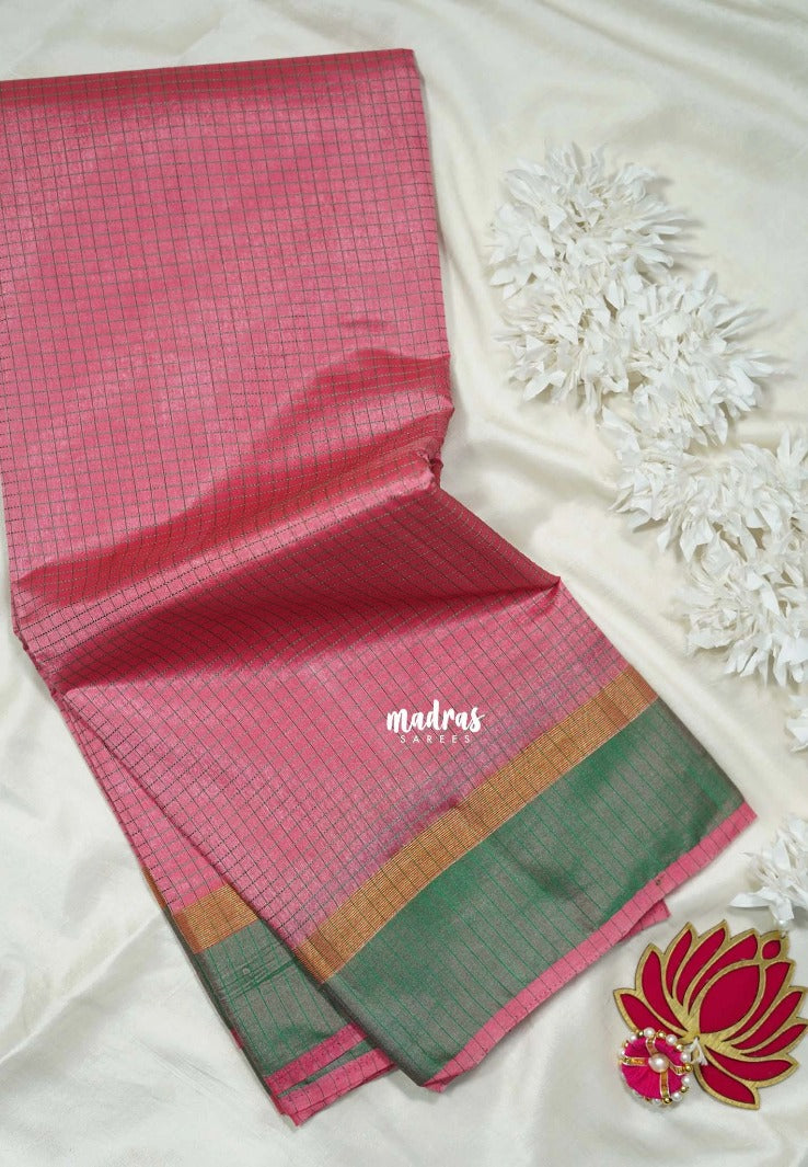 Lotus Pink - Arani Semi Silk Saree Muthukattam with Skirt Border - Best for Regular Wear | Temple Visit