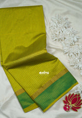 Yellowish Green - Arani Semi Silk Saree Muthukattam with Skirt Border - Best for Regular Wear | Temple Visit