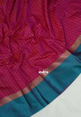 Magenta Pink - Arani semi silk saree with weaving plus buttas - Best for Regular Wear | Temple visit
