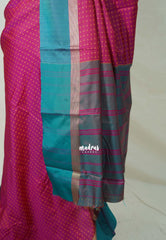 Magenta Pink - Arani semi silk saree with weaving plus buttas - Best for Regular Wear | Temple visit