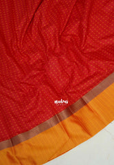 Spicy Red - Arani semi silk saree with weaving plus buttas - Best for Regular Wear | Temple visit