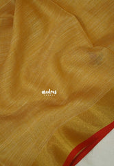 Golden Sand-D3 - Artisan Crafeted Soft Tissue linen Saree with Intricate Hand Embroidered French Knot Work