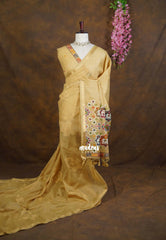 Muted Golden Sand - Artisan Crafted Soft Jute Linen with Bomkai Ikkat Weaving Pallu - Best for Office Wear | Casual Wear