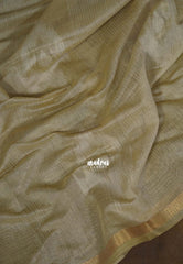 Creamy Muted Beige - Artisan Crafted Soft Jute Linen with Bomkai Ikkat Weaving Pallu - Best for Office Wear | Casual Wear
