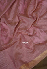 Antique Blush Pink - Artisan Crafted Soft Jute Linen with Bomkai Ikkat Weaving Pallu - Best for Office Wear | Casual Wear