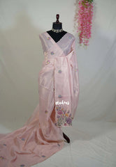 Blush Pink - Kushboo Soft Tissue Silk Artisan Crafted Petite Embroidery - Perfect for Night Funtions