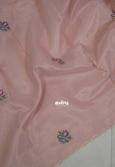 Blush Pink - Kushboo Soft Tissue Silk Artisan Crafted Petite Embroidery - Perfect for Night Funtions