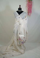 Taupe - Kushboo Soft Tissue Silk Artisan Crafted Petite Embroidery - Perfect for Night Funtions