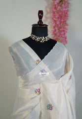 Taupe - Kushboo Soft Tissue Silk Artisan Crafted Petite Embroidery - Perfect for Night Funtions