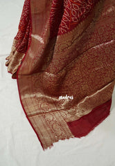 Majestic Maroon -  Rich Art Silk Bandani Saree with Heavy Antique Zari Border and Rich Pallu - Perfect for Pooja Funtions | Festive Wear