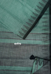 Pastel Aqua Blue - Leela - Soft assam cotton plain body with temple border
