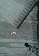 Mild Grey - Leela - Soft assam cotton plain body with temple border