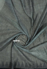 Mild Grey - Leela - Soft assam cotton plain body with temple border