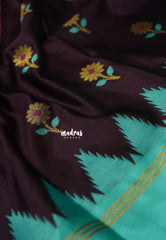 Wine Brown - Avantika - Semi Mysore silk with Ganga Jamuna Border - Perfect for Festival Wear