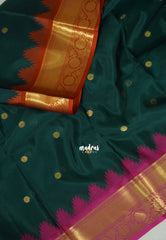 Dark Emerald Green - Avantika - Semi Mysore silk with Ganga Jamuna Border - Perfect for Festival Wear