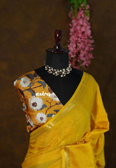 Parris Yellow - Avantika - Semi Mysore silk with Floral Blouse Combo - Perfect for Daily Wear, Office & Casual Outings