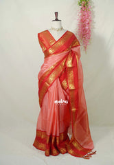 Lotus Peach - Avantika - Semi Mysore silk with Rettapetta Border - Perfect for Festival Wear