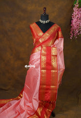 Lotus Peach - Avantika - Semi Mysore silk with Rettapetta Border - Perfect for Festival Wear