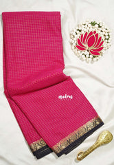Queen's Pink - Avantika - Semi Mysore Silk Saree Zari Checks with Contrast Pallu and Blouse - Perfect for Small Functions