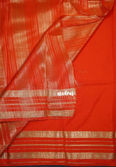Sunset Orange - Avantika - Semi Mysore Silk Saree with Rettapet Border - Perfect for Regular Wear | Office Wear