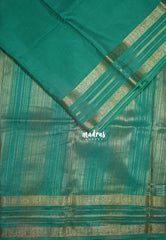 Aqua Green - Avantika - Semi Mysore Silk Saree with Small Mango Border - Perfect for Regular Wear | Office Wear