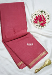 Rosewood Pink - Avantika - Semi Mysore Silk Saree with Small Mango Border - Perfect for Regular Wear | Office Wear